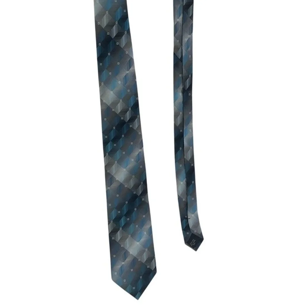 Vtg 80s Pierre Cardin Tie Geometric Diamond 100%‎ Silk Business Formal Modern